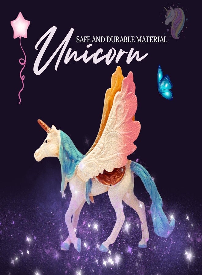 Mallexo مجموعة ألعاب شخصيات يونيكورن اللطيفة من ماليكسو للأطفال من عمر 3 سنوات فما فوق | 4 قطع من مجسمات حيوانات واقعية، نموذج بيغاسوس طائر سحري، هدية عيد ميلاد للأولاد والبنات، عنصر تعليمي وديكوري للأطفال - Image 5